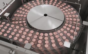 Freezing meat and patties in spiral freezer